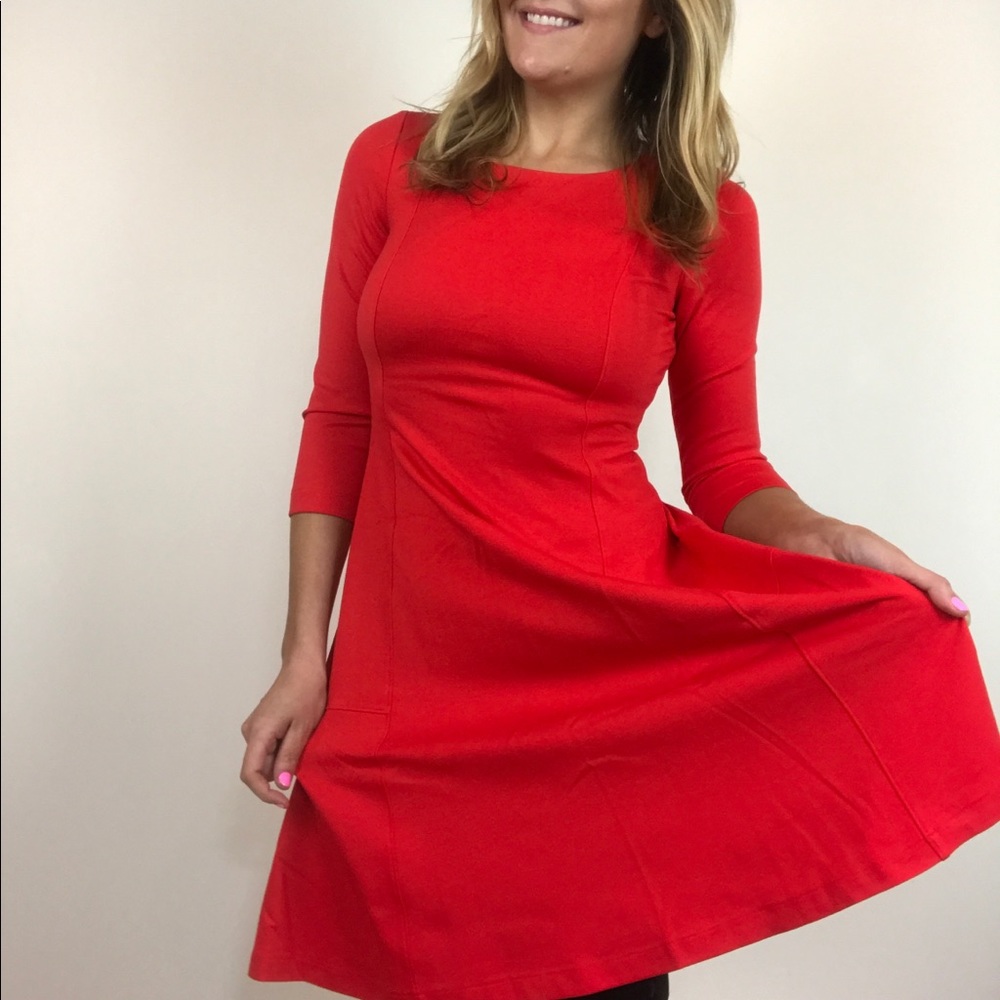 NWOT Land’s End red fit and flare dress